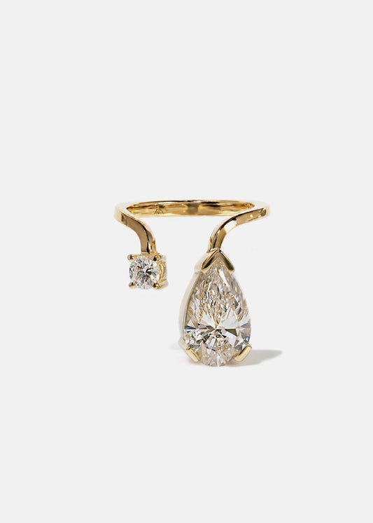 2.02 CT Pear and Round Toi Et Moi Lab Grown Diamond Engagement Ring.