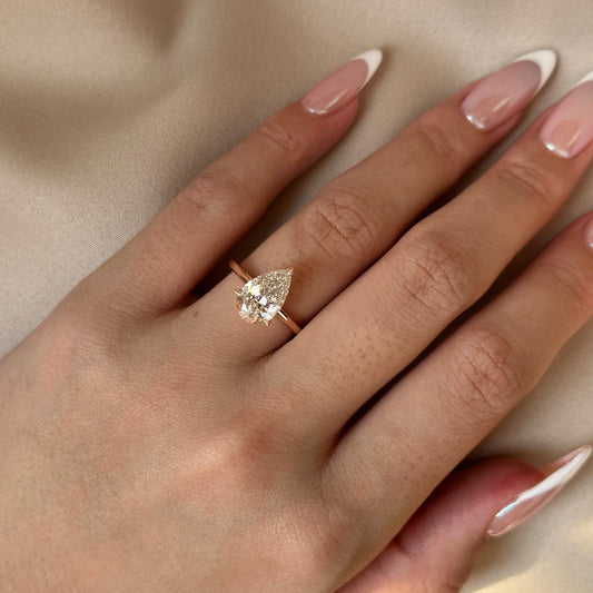 2 CT Pear Solitaire Lab-Grown Diamond Engagement Ring.