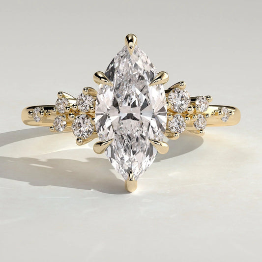 2 CT Marquise Cluster Lab Grown Diamond Engagement Ring.