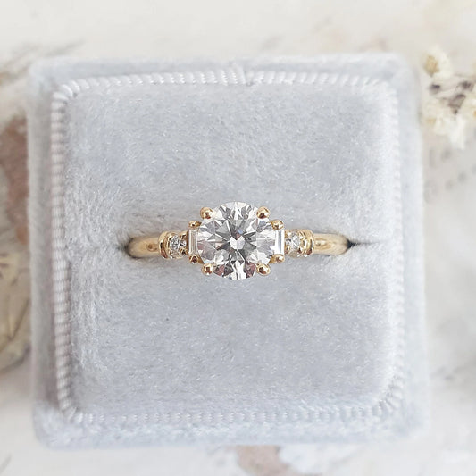 1 CT Round Cluster Lab-Grown Diamond Engagement Ring – Brilliant Ethical Sparkle.