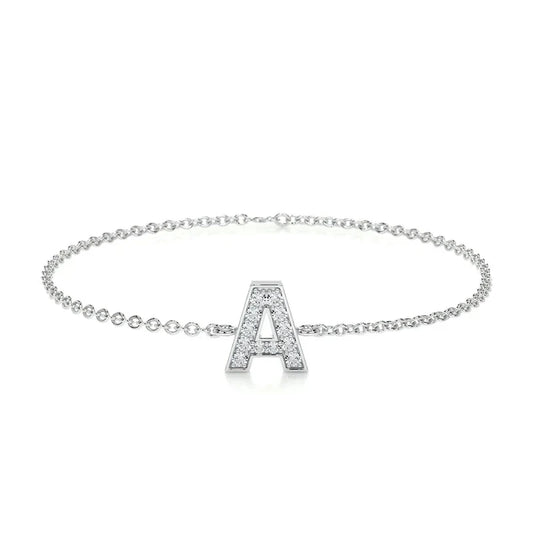 0.3 TCW Round Lab Grown Diamond Initial Bracelet.