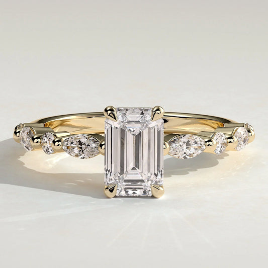 2 CT Emerald Pave Lab Grown Diamond Engagement Ring.