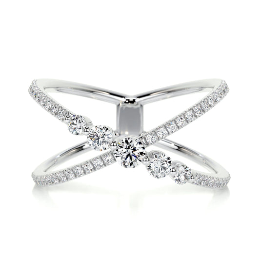 0.42 CT Round Criss Cross Lab-Grown Diamond Wedding Band – Elegant Twist Design