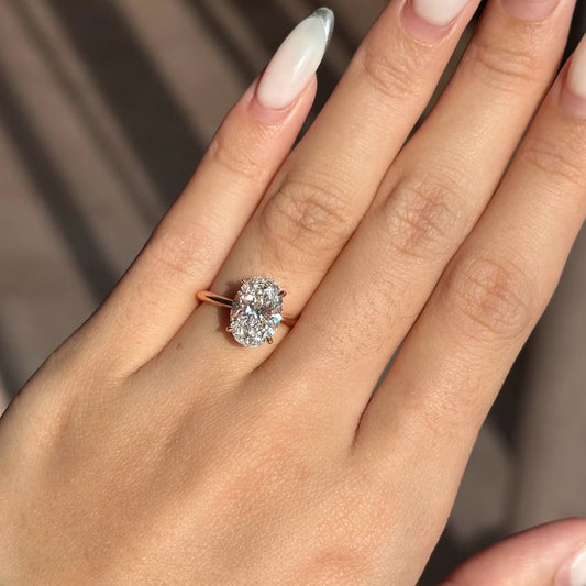 2.5 CT Oval Hidden Halo Lab Grown Diamond Engagement Ring.
