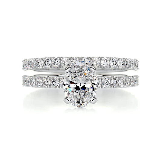 1.00 CT Oval Cut Pave Lab-Grown Diamond Bridal Ring Set in Gold