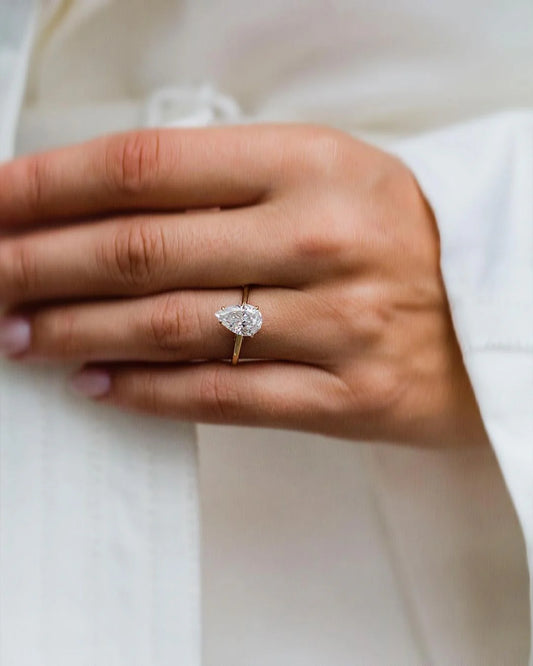 2.35 CT Pear Solitaire Moissanite Engagement Ring in Gold