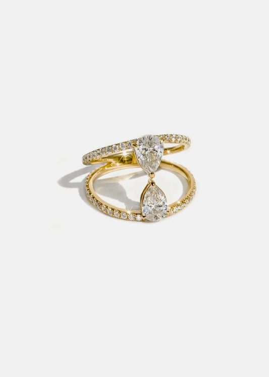 1.4 CT Pear Pave and Split Shank Lab Grown Diamond Engagement Ring.