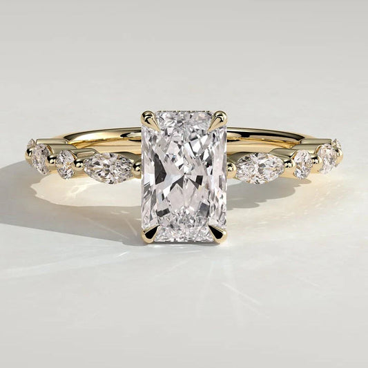 2 CT Radiant Hidden Halo Lab Grown Diamond Engagement Ring.