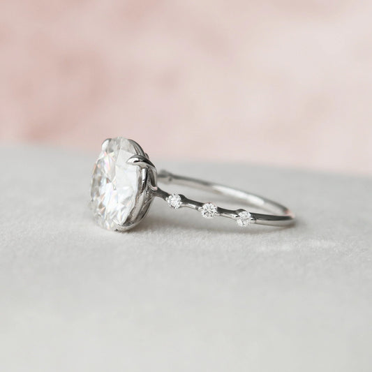 4 CT Round Dainty Pave Moissanite Engagement Ring.