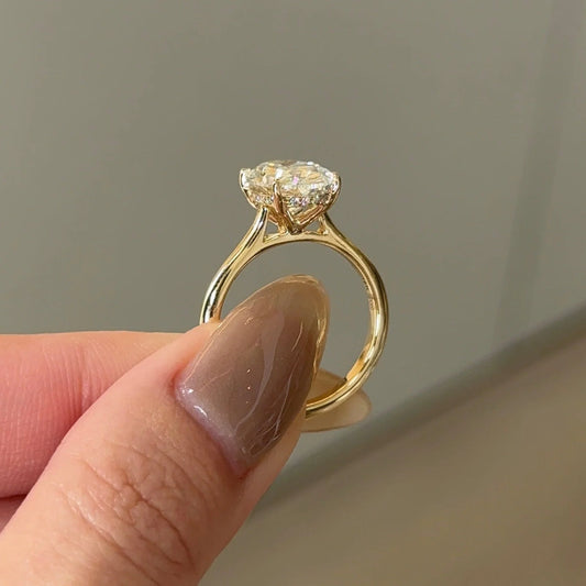 3.06 CT Oval Hidden Halo Lab Grown Diamond Engagement Ring.