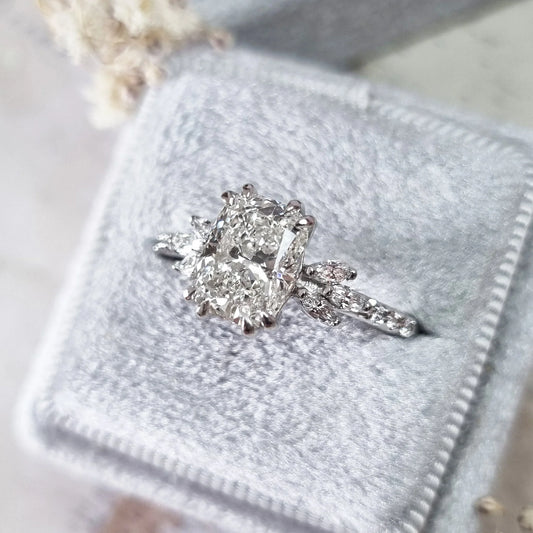 2.08 Carat Cushion Cluster Lab Grown Diamond Engagement Ring – Elegant & Ethical Brilliance