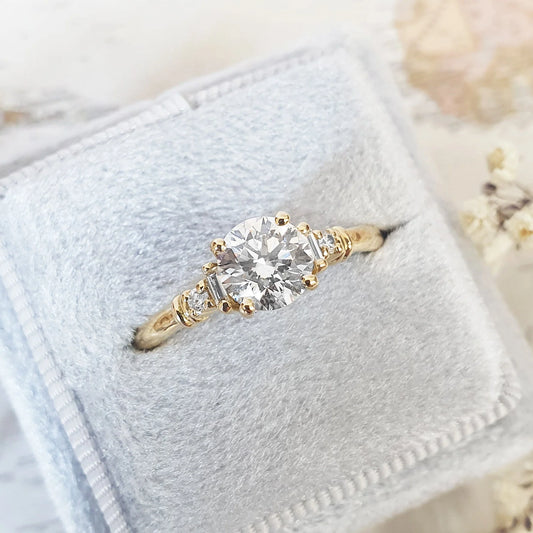 1 CT Round Cluster Lab-Grown Diamond Engagement Ring – Brilliant Ethical Sparkle.