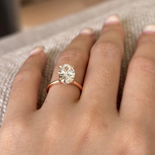 2.5 CT Oval Hidden Halo Lab Grown Diamond Engagement Ring.