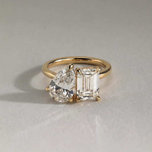 1 CT Pear Toi et Moi Lab Grown Diamond Engagement Ring.