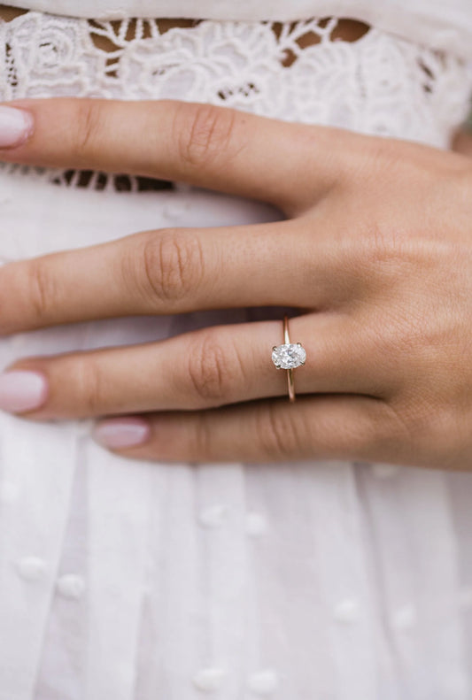 1.33 CT Oval Cut Solitaire Hidden Halo Moissanite Engagement Ring in Gold