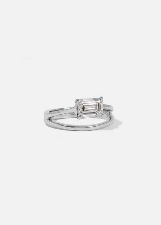 1 CT Emerald Split Shank Lab Grown Diamond Engagement Ring.