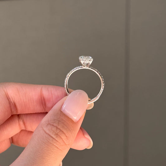 2 CT Oval Pave Lab Grown Diamond Engagement Ring.