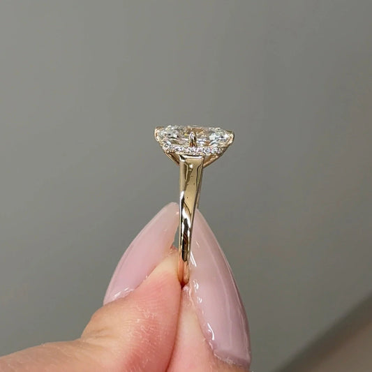 3.01 CT Elongated Cushion Bezel Lab Grown Diamond Engagement Ring.