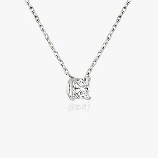 Elegant 1.0 CT Princess Cut Diamond Pendant Necklace in Gold.