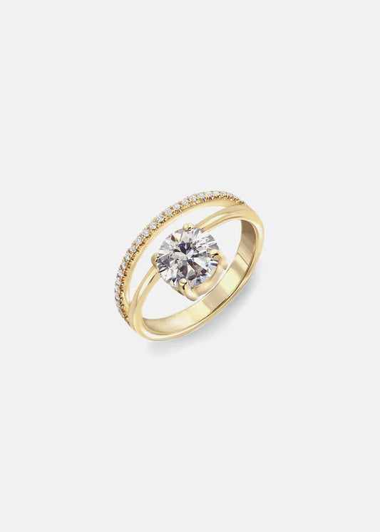 1.5 CT Round Pave and Split Shank Lab Grown Diamond Engagement Ring.