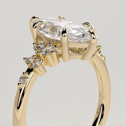 2 CT Marquise Cluster Lab Grown Diamond Engagement Ring.