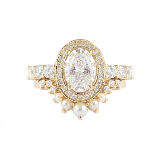 1.5 CT Oval Lab-Grown Diamond Ring – Halo Setting with Pave Band, Maximum Brilliance.