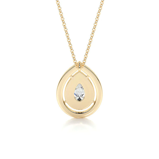 1.0 CT Pear Double Halo Lab Grown Diamond Necklace.