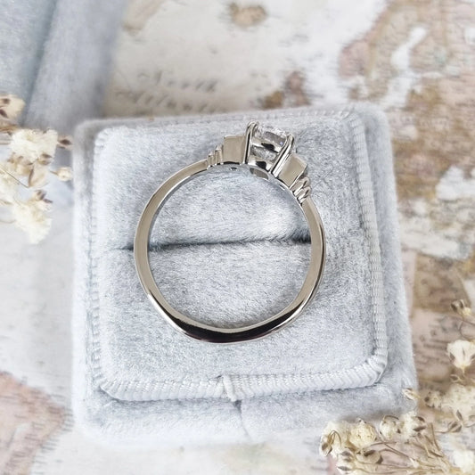 1.0 CT Cushion-Cut Lab Grown Diamond Three-Stone Engagement Ring – Timeless Elegance.