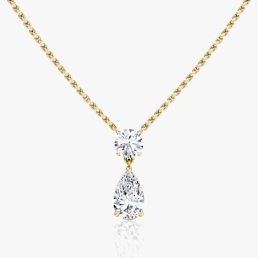 1.50 TCW Pear & Round Lab-Grown Diamond Necklace – Elegant Dual Stone Pendant