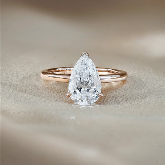 2 CT Pear Solitaire Lab-Grown Diamond Engagement Ring.