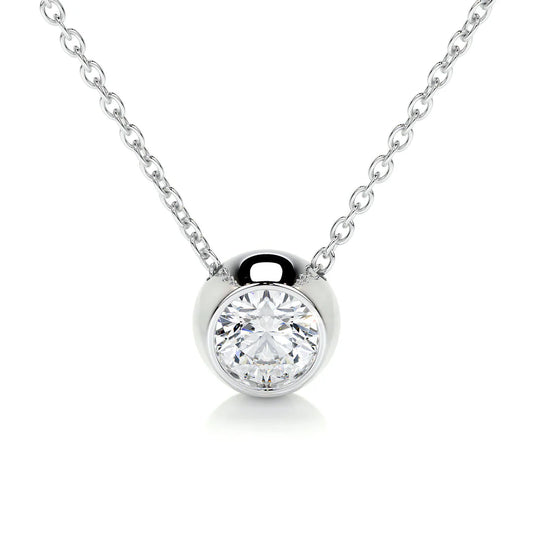 1.0 CT Round Bezel Style Lab Grown Diamond Necklace.
