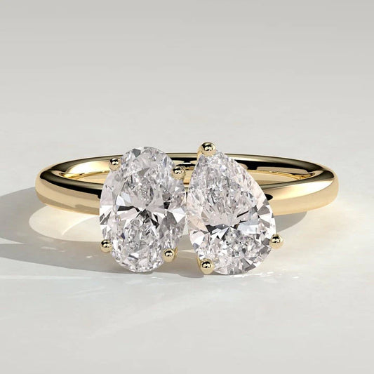1 CT Oval & Pear Toi et Moi Lab Grown Diamond Engagement Ring.