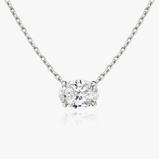 1.0 CT Oval Cut Lab Grown Diamond Solitaire Necklace.