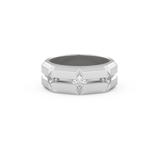 0.71 TCW Princess Lab Grown Diamond Three Stones Wedding Band.