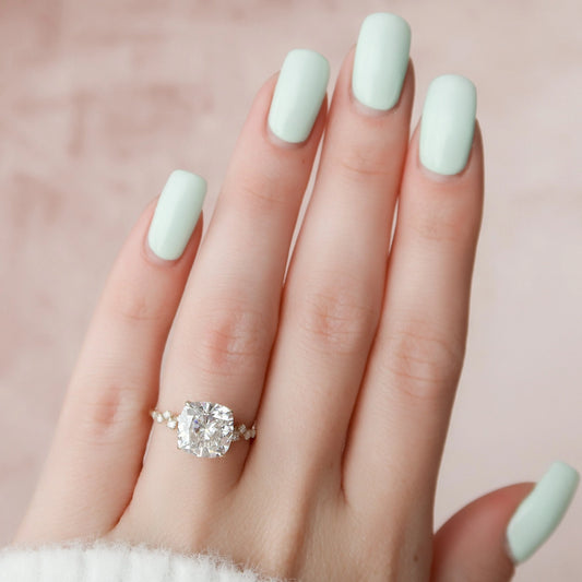 4 CT Cushion Cluster Moissanite Engagement Ring.