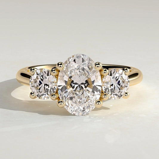 2 CT Oval Three Stone Lab Grown Diamond Engagement Ring.