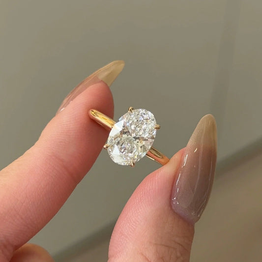 3.06 CT Oval Hidden Halo Lab Grown Diamond Engagement Ring.