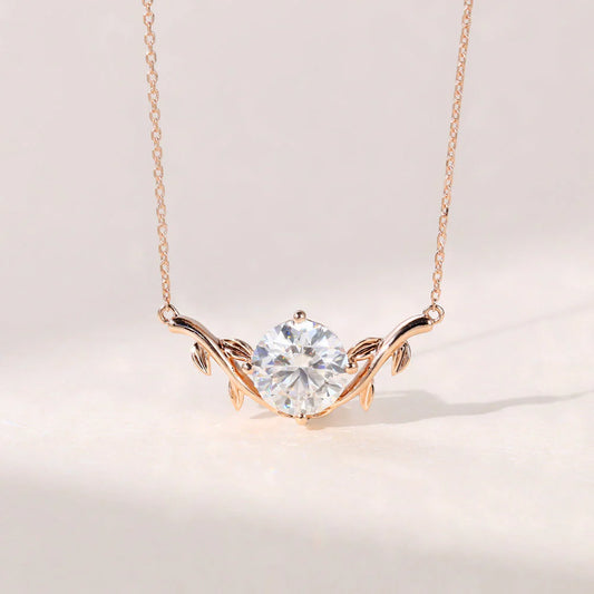 2.0 CT Round Moissanite Solitaire Pendant Necklace in Solid Gold