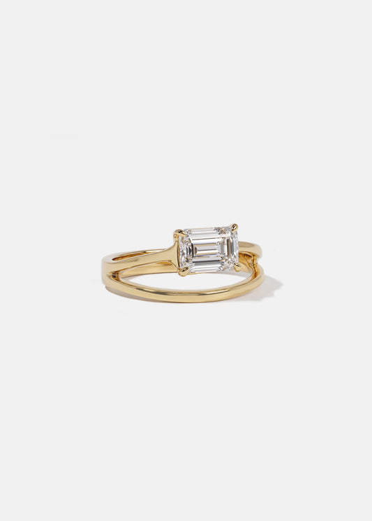 1 CT Emerald Split Shank Lab Grown Diamond Engagement Ring.