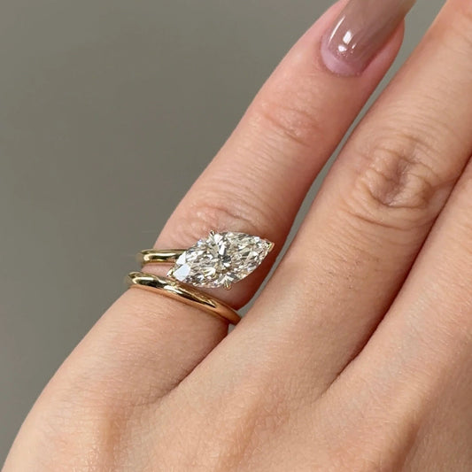 2.02 CT Marquise Solitaire Wrap Styled Lab Grown Diamond Engagement Ring.