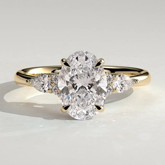 2 CT Oval Cluster Lab Grown Diamond Engagement Ring.