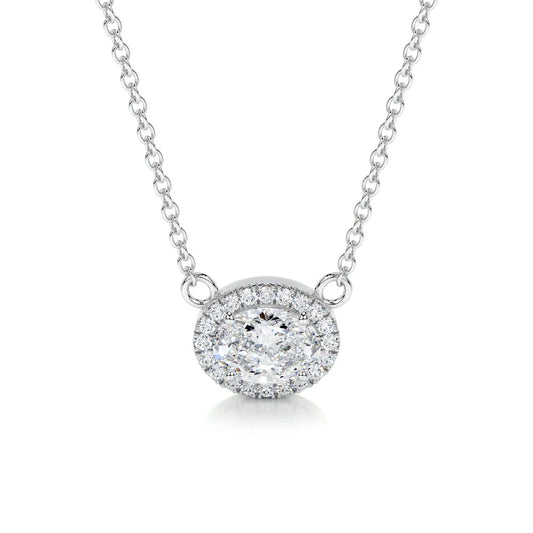 1.0 CT Oval Halo Lab Grown Diamond Necklace.