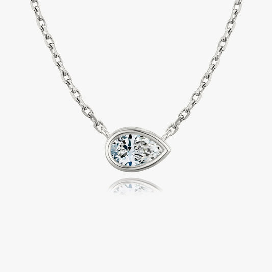 1.0 CT Pear Cut Bezel Set Lab Grown Diamond Solitaire Necklace.