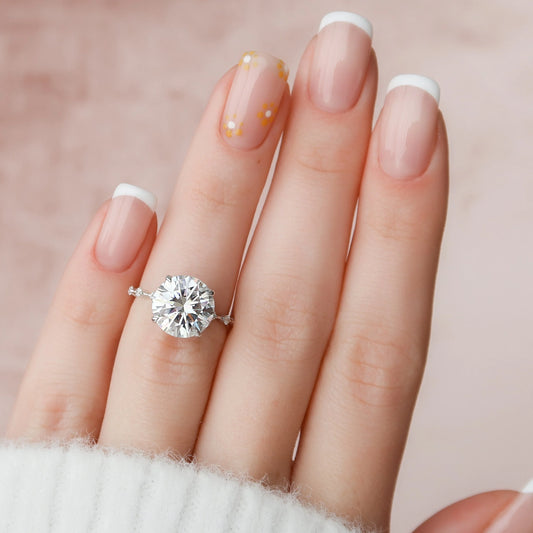4 CT Round Dainty Pave Moissanite Engagement Ring.