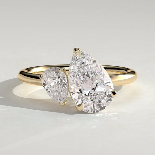1 TCW Pear Toi et Moi Lab Grown Diamond Engagement Ring.