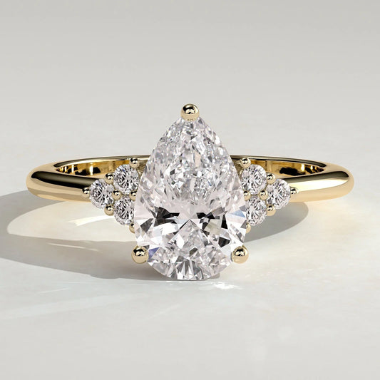 2 CT Pear Cluster Lab Grown Diamond Engagement Ring.