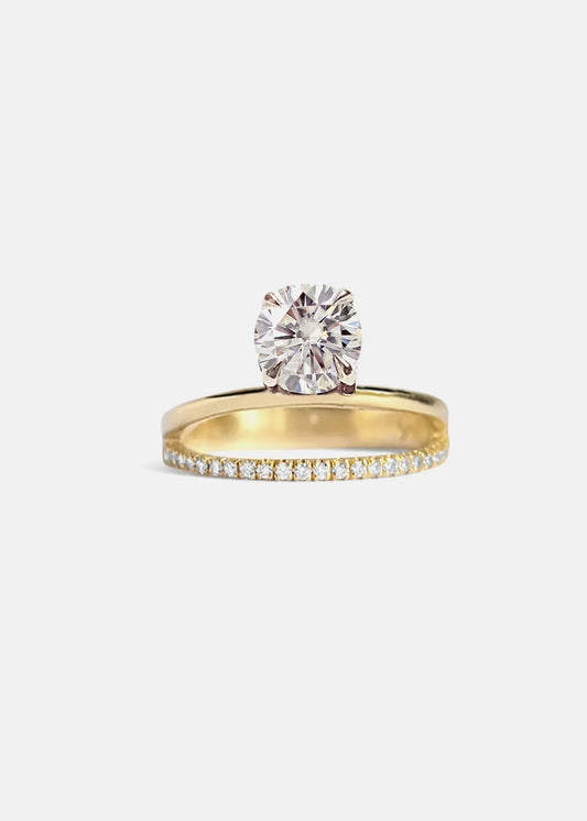 1.5 CT Round Pave and Split Shank Lab Grown Diamond Engagement Ring.