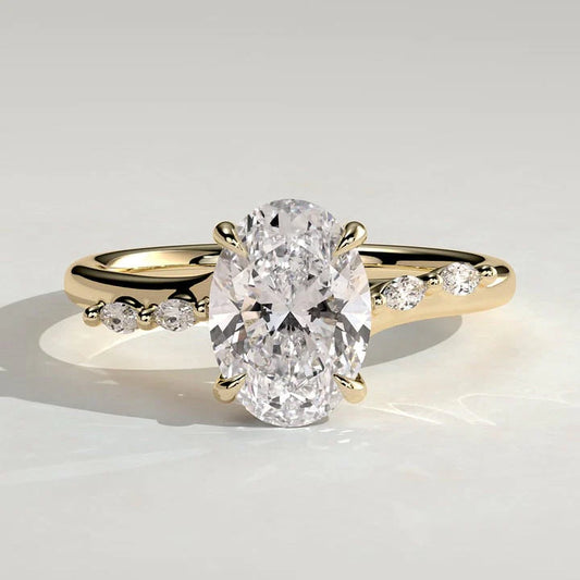 2 CT Oval Hidden Halo & Pave Lab Grown Diamond Engagement Ring.