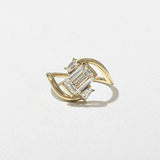 1.59 CT Emerald Three Stone Lab Grown Diamond Engagement RingSignature Diamond.