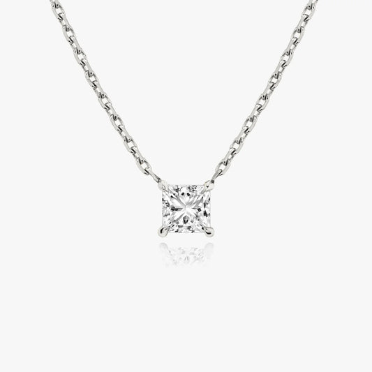 Elegant 1.0 CT Princess Cut Diamond Pendant Necklace in Gold.
